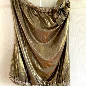 Gold and Grey strapless shirt